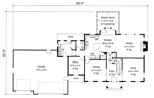 Colonial Floor Plan - Main Floor Plan #51-120