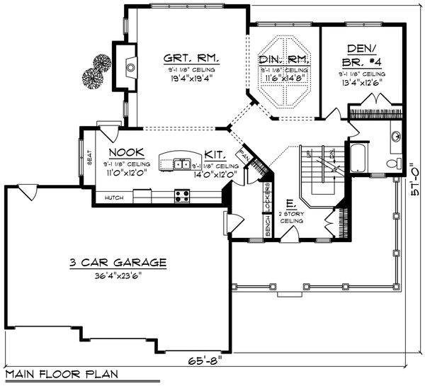 Home Plan - Southern Floor Plan - Main Floor Plan #70-1230
