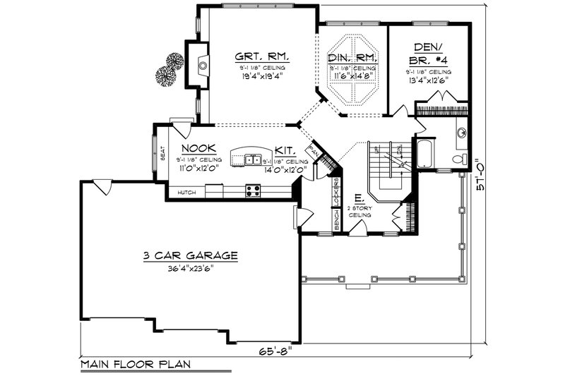Home Plan - Floor Plan - Main Floor for Southern House Plan #70-1230 - 4 bed, 3 bath