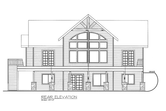 Exterior - Rear Elevation for Craftsman House Plan #117-1102 - 3 bed, 2 bath