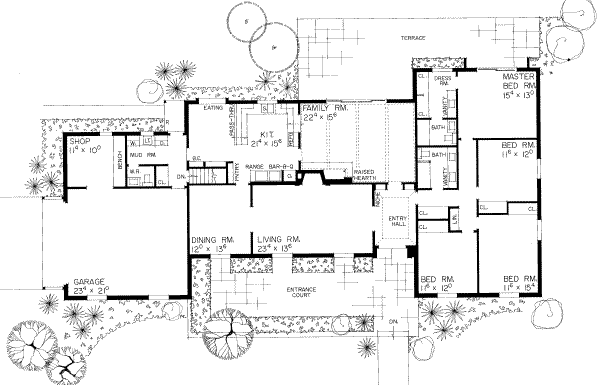 Architectural House Design - Ranch Floor Plan - Main Floor Plan #72-227