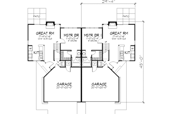 Floor Plan - Main Floor for Contemporary House Plan #320-321 - 2 bed, 2 bath