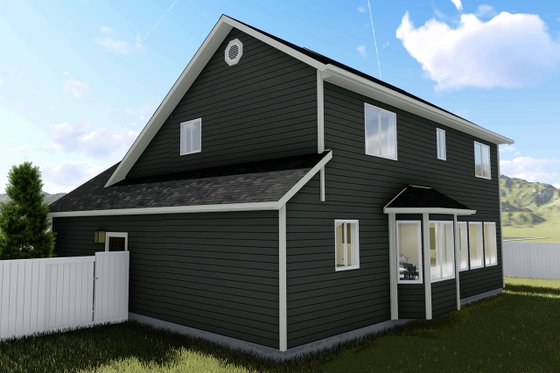 Exterior - Rear Elevation for Traditional House Plan #1060-4 - 3 bed, 2.5 bath
