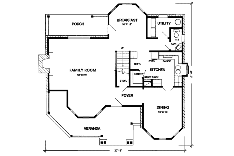 House Blueprint - Floor Plan - Main Floor for Victorian House Plan #410-107 - 3 bed, 2.5 bath