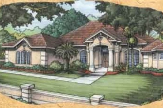 Exterior - Front Elevation for Mediterranean House Plan #115-119 - 3 bed, 3 bath