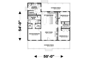 Floor Plan - Main Floor for Country House Plan #44-254 - 3 bed, 2 bath