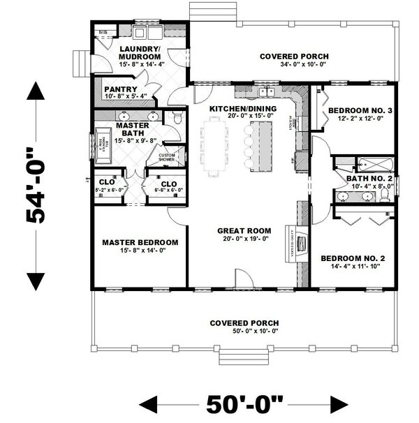Country Floor Plan - Main Floor Plan #44-254