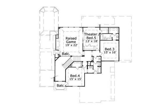 Floor Plan - Upper Floor for European House Plan #411-675 - 4 bed, 4.5 bath