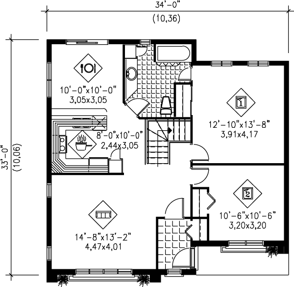 European Floor Plan - Main Floor Plan #25-1109