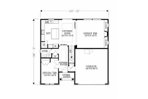 Floor Plan - Main Floor for Craftsman House Plan #53-452 - 4 bed, 2.5 bath
