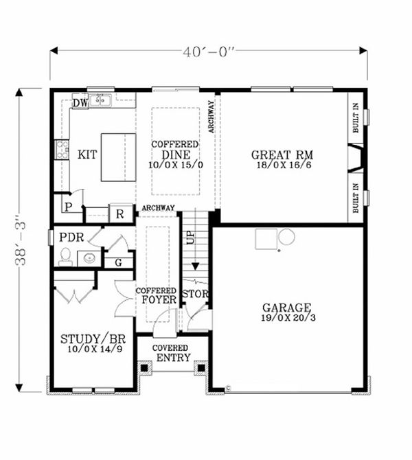 Craftsman Floor Plan - Main Floor Plan #53-452