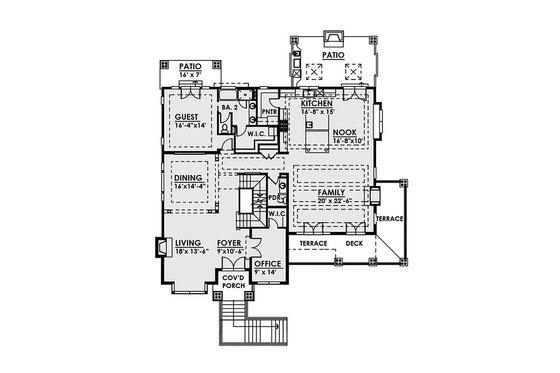 Floor Plan - Main Floor for Contemporary House Plan #1066-36 - 5 bed, 5.5 bath