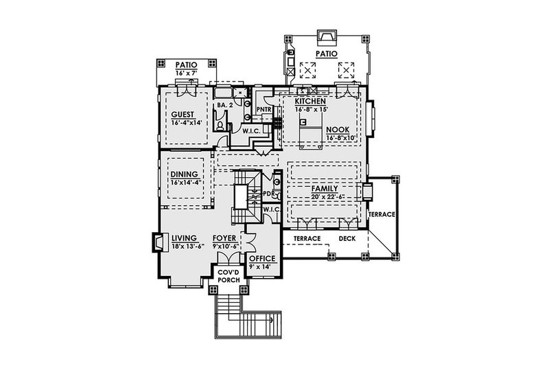 House Blueprint - Floor Plan - Main Floor for Contemporary House Plan #1066-36 - 5 bed, 5.5 bath