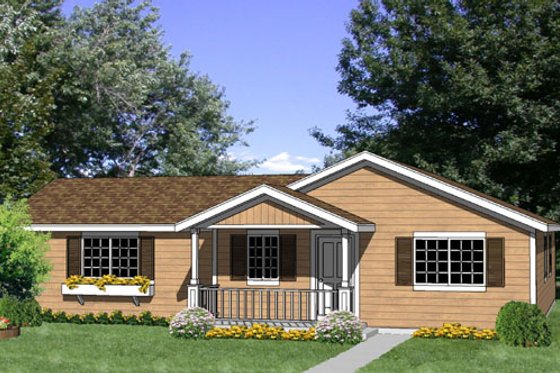 Exterior - Front Elevation for Ranch House Plan #116-300 - 4 bed, 2 bath