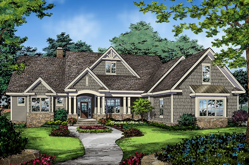 House Design - Exterior - Front Elevation 4 for Ranch House Plan #929-1005 - 4 bed, 3 bath
