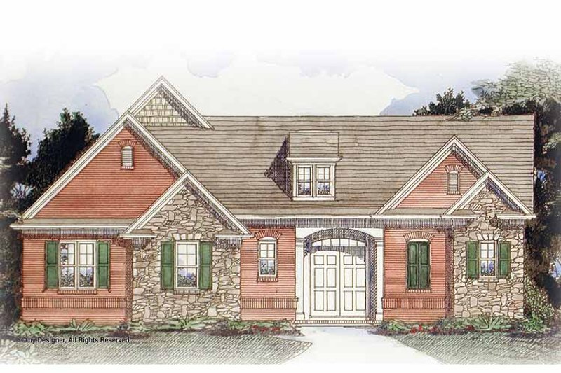 House Blueprint - Exterior - Front Elevation 3 for Traditional House Plan #54-351 - 3 bed, 2.5 bath