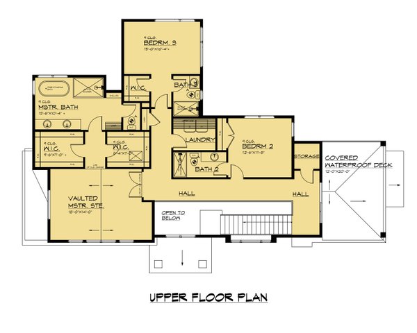 Contemporary Floor Plan - Upper Floor Plan #1066-271