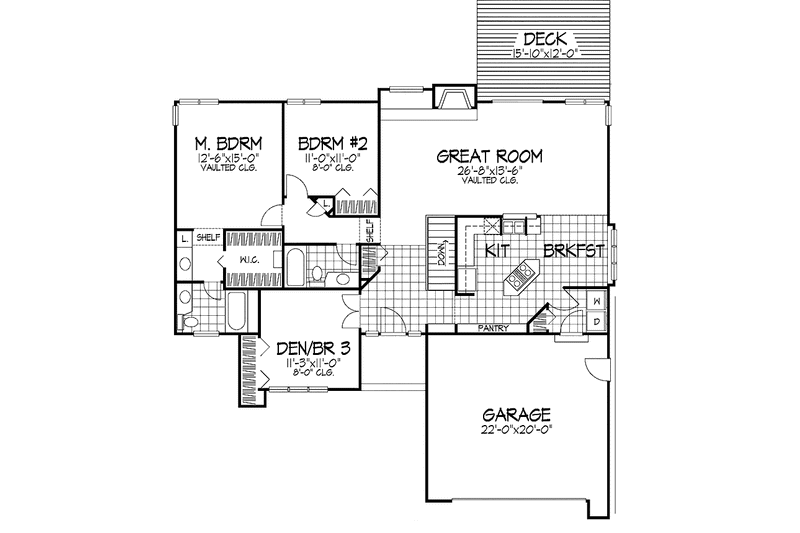Home Plan - Floor Plan - Main Floor for Craftsman House Plan #320-702 - 2 bed, 2 bath