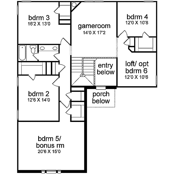 House Design - Traditional Floor Plan - Upper Floor Plan #84-187