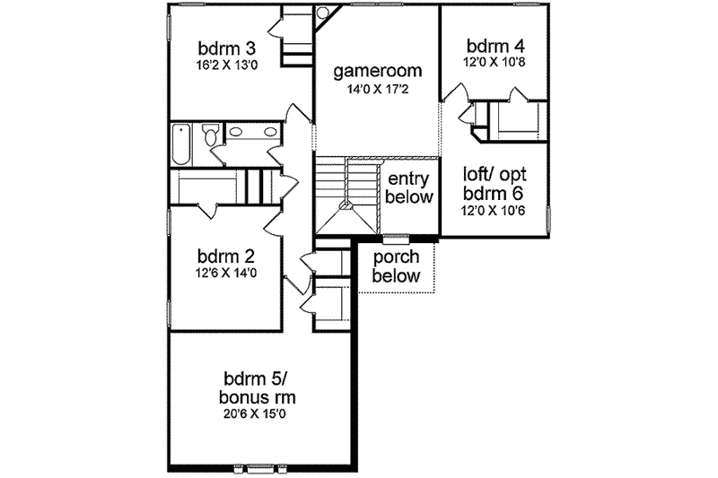 Home Plan - Floor Plan - Upper Floor for Traditional House Plan #84-187 - 6 bed, 3 bath