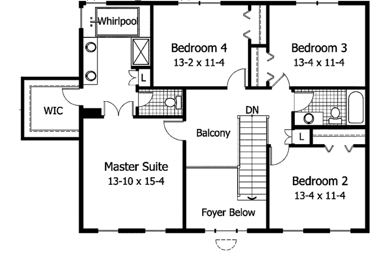Home Plan - Floor Plan - Upper Floor for Classical House Plan #51-953 - 4 bed, 2.5 bath
