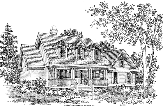 Exterior - Front Elevation 3 for Country House Plan #929-344 - 3 bed, 2 bath