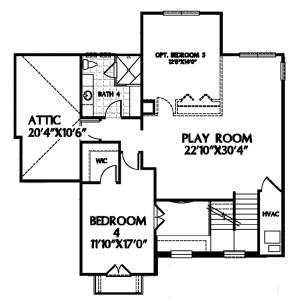House Blueprint - Country Floor Plan - Upper Floor Plan #999-58