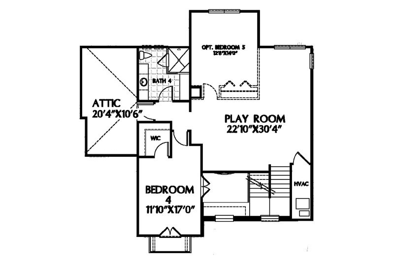 Home Plan - Floor Plan - Upper Floor for Country House Plan #999-58 - 4 bed, 4 bath