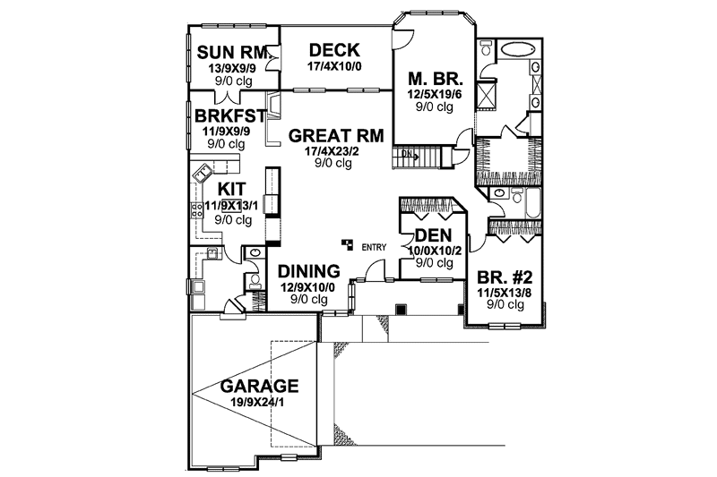 Home Plan - Floor Plan - Main Floor for Ranch House Plan #320-837 - 2 bed, 2.5 bath