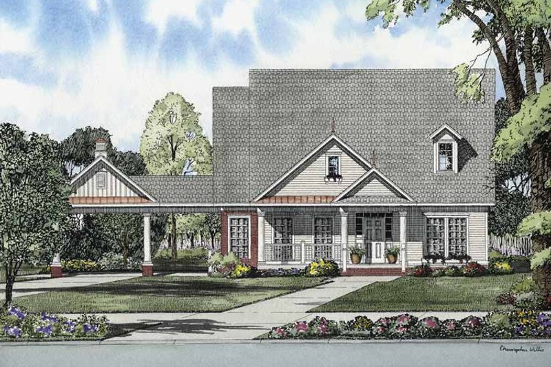 Colonial Style House Plan - 3 Beds 2 Baths 1966 Sq/Ft Plan #17-2870