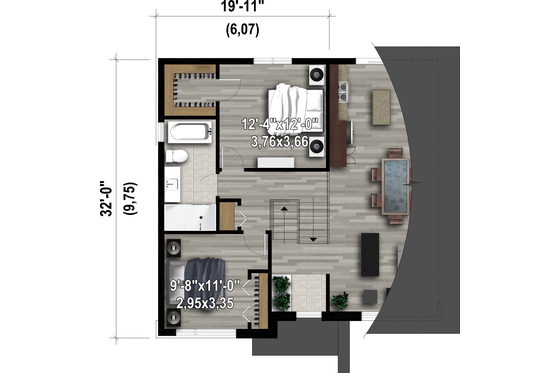 Floor Plan - Upper Floor for Contemporary House Plan #25-4894 - 2 bed, 1.5 bath
