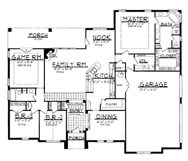 Dream House Plan - Country Floor Plan - Main Floor Plan #62-158