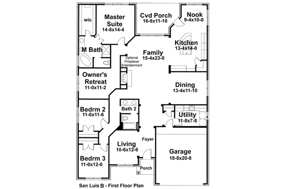 Floor Plan - Main Floor for European House Plan #120-237 - 3 bed, 2 bath