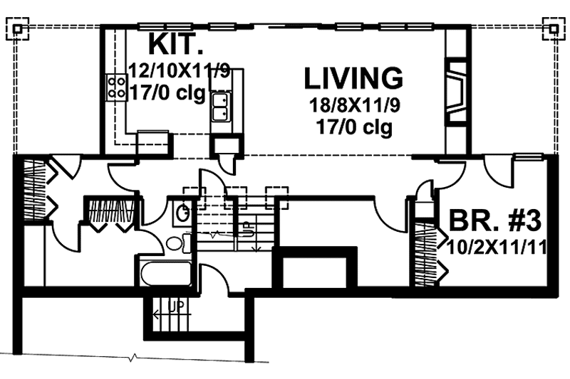 Home Plan - Floor Plan - Lower Floor for Prairie House Plan #320-1407 - 3 bed, 2 bath