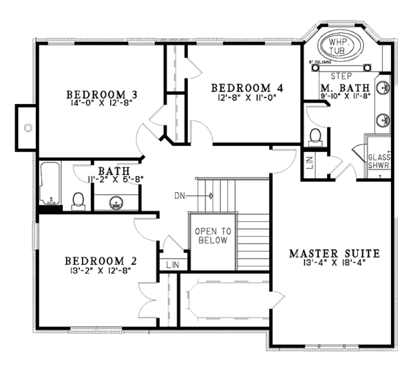 Dream House Plan - Traditional Floor Plan - Upper Floor Plan #17-2848