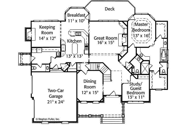 Home Plan - Floor Plan - Main Floor for Colonial House Plan #429-285 - 5 bed, 3 bath