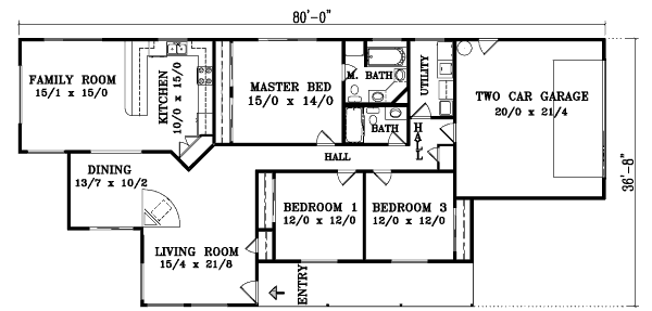 Ranch Floor Plan - Main Floor Plan #1-1355