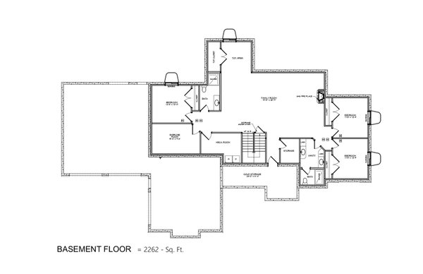 Ranch Floor Plan - Lower Floor Plan #1084-2