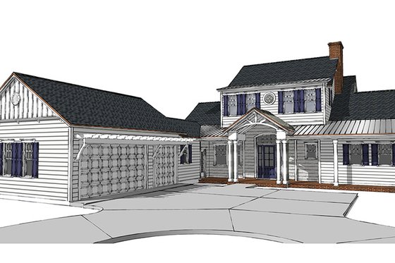 Exterior - Front Elevation 3 for Country House Plan #1058-80 - 4 bed, 4.5 bath