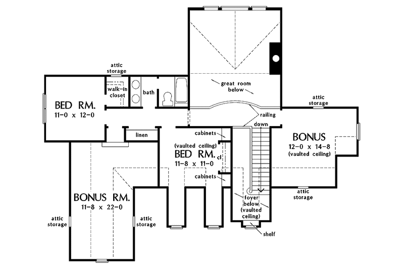 House Design - Floor Plan - Upper Floor for Craftsman House Plan #929-664 - 3 bed, 2.5 bath