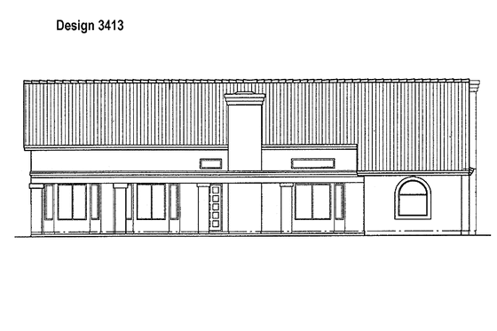 Exterior - Rear Elevation for Mediterranean House Plan #72-909 - 3 bed, 2.5 bath