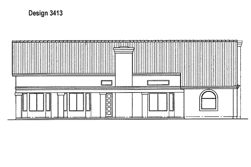 House Blueprint - Exterior - Rear Elevation for Mediterranean House Plan #72-909 - 3 bed, 2.5 bath