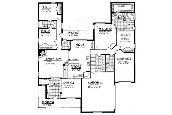 Floor Plan - Main Floor for Traditional House Plan #62-147 - 5 bed, 3.5 bath