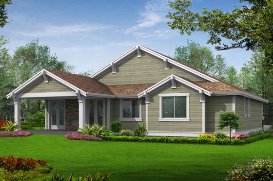 Exterior - Rear Elevation for Craftsman House Plan #132-196 - 2 bed, 2 bath