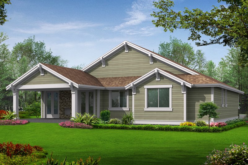 Architectural House Design - Exterior - Rear Elevation for Craftsman House Plan #132-196 - 2 bed, 2 bath