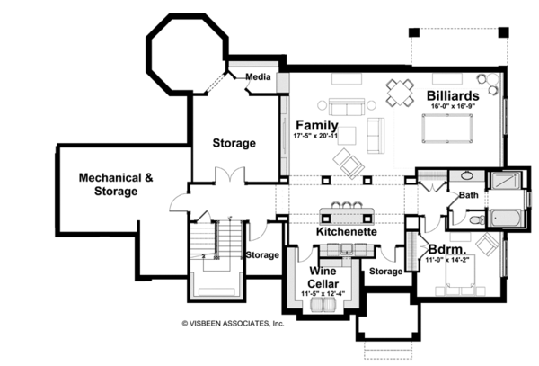 Craftsman Floor Plan - Lower Floor Plan #928-184