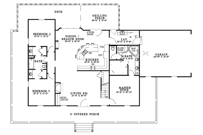 Ranch Style House Plan - 3 Beds 2 Baths 1921 Sq/Ft Plan #17-2777 ...