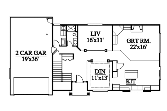 Floor Plan - Main Floor for Contemporary House Plan #951-4 - 4 bed, 3 bath
