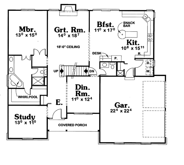 Architectural House Design - Traditional Floor Plan - Main Floor Plan #20-2215