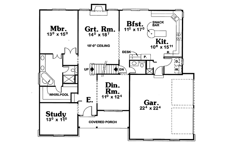 Home Plan - Floor Plan - Main Floor for Traditional House Plan #20-2215 - 4 bed, 2.5 bath